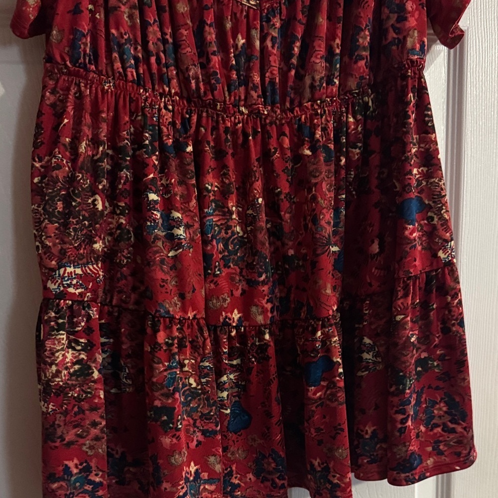 Free People Red Floral Babydoll top - Picture 3 of 8